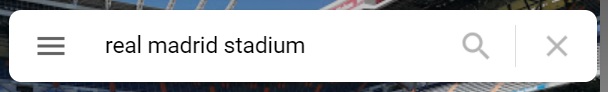 Typing Real Madrid Stadium into Google Maps to Find Coordinates